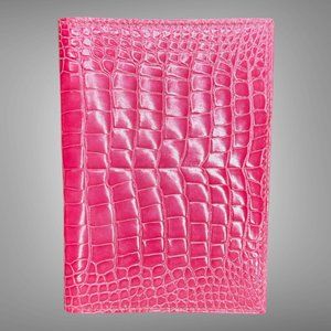 Hermes New In Box GM Agenda Cover Fuchsia Crocodile Porosus Lisse Skin